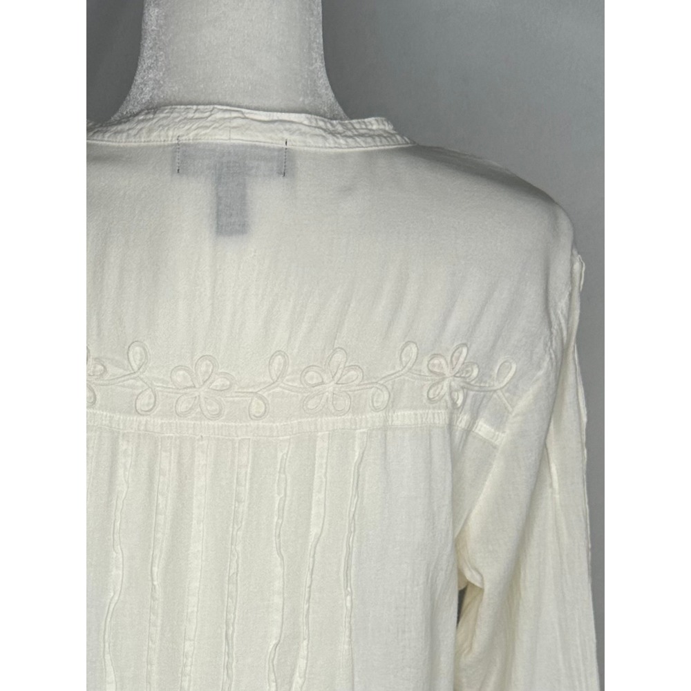 G Designs Natural Fashions Cream Embroidered Cotton Tunic Top Peru Boho Medium - Picture 9 of 10